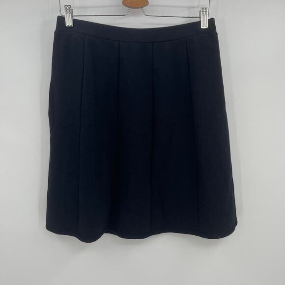 NWT St. John Santana Knit A-Line Skirt Sz 12 Solid Black Paneled Wool/Rayon - Picture 1 of 6